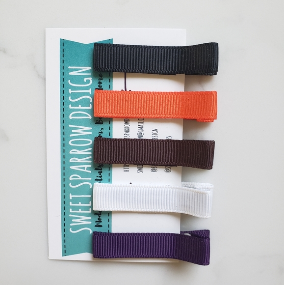 Grosgrain ribbon girls alligator hair clips, set of 5, no slip grip lined NWT - Picture 2 of 4